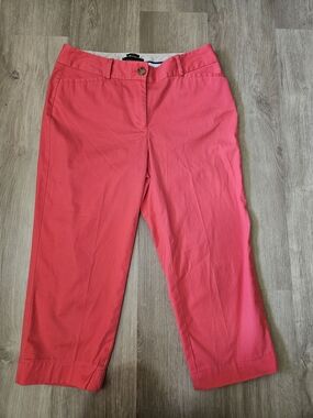 Talbots The Perfect Crop Curvy Pants in Bright Coral